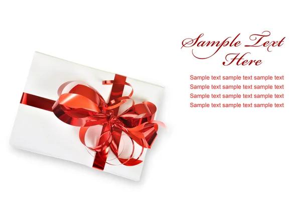 Gift with red bow isolated — Stock Photo, Image