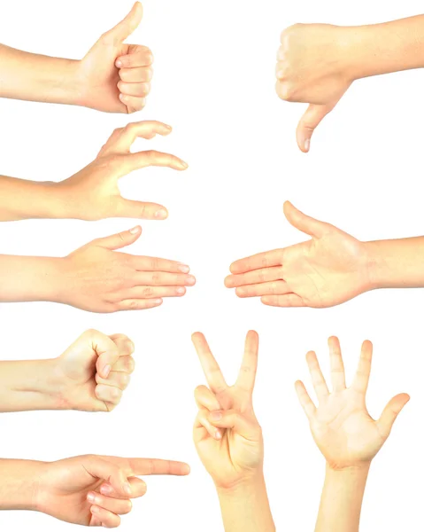 Hand gestures set, isolated. — Stock Photo, Image