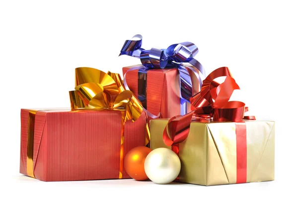 Gift and baubles isolated — Stock Photo, Image