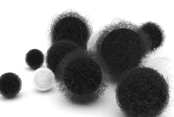 kürk topu 3D siyah ve beyaz