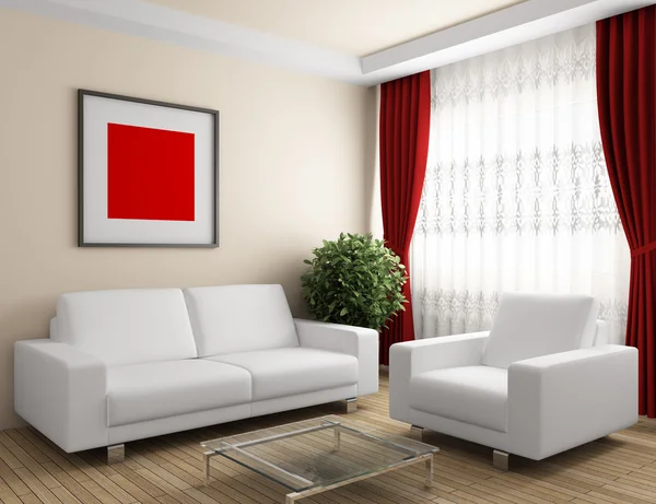 Interieur met witte meubels — Stockfoto