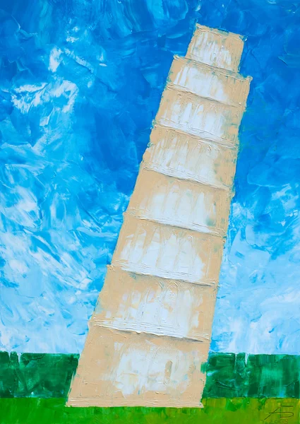 Pisa tower oil painted on canvas — Stock Photo, Image