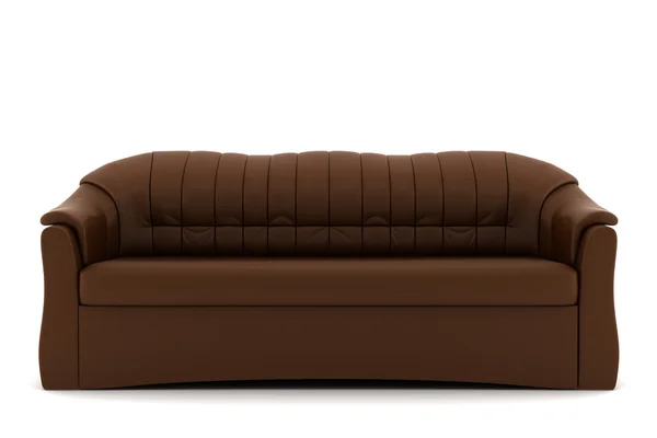 Коричневий шкіряний диван ізольований на білому — стокове фото