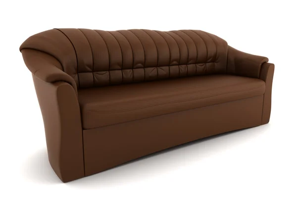 Brown leather sofa isolated on white — Stock Photo, Image
