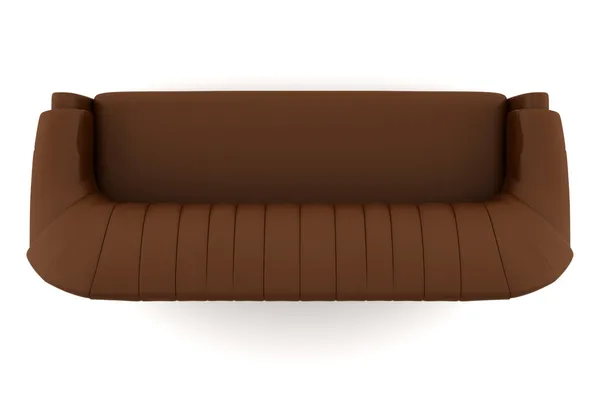 Widok z góry brązowy skórzany sofa na białym tle — Zdjęcie stockowe