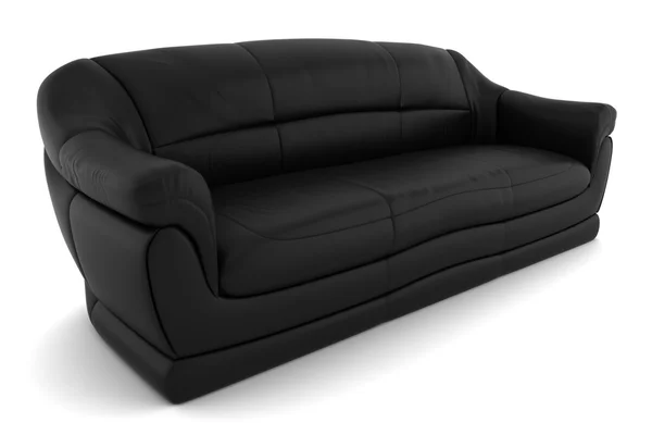 Black leather sofa isolated on white — Stock Photo, Image