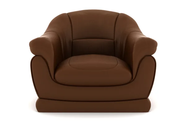 棕色真皮扶手椅上白色隔离 — 图库照片