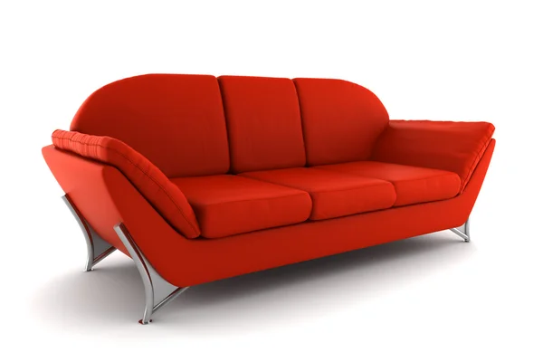 Czerwona skórzana kanapa na białym tle — Zdjęcie stockowe