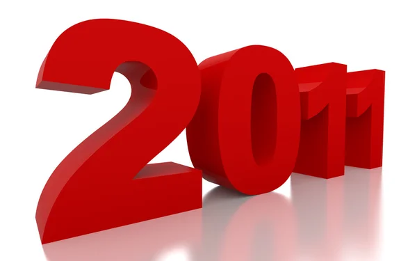 Rojo año nuevo 2011 con ruta de recorte — Foto de Stock