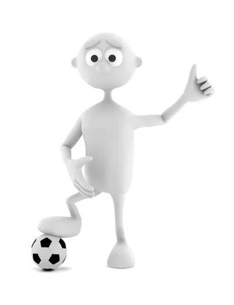 3d homem com bola de futebol isolado no fundo branco — Fotografia de Stock