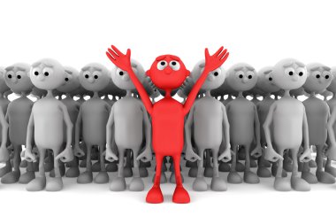 One red man stand out from the crowd. leader concept clipart