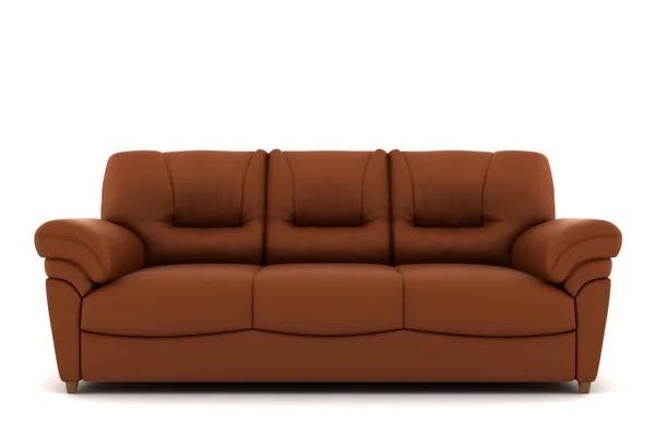 Brown leather sofa isolated on white background — Stock Photo, Image