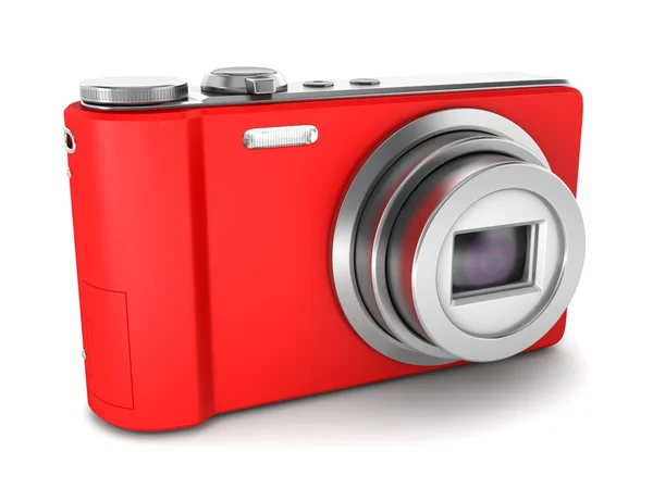 Röd punkt och skjuta fotokamera isolerad på vit bakgrund — Stockfoto