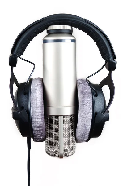 Mikrofon a sluchátka — Stock fotografie