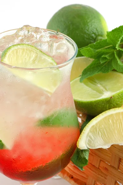 Cocktail with a lime and mint