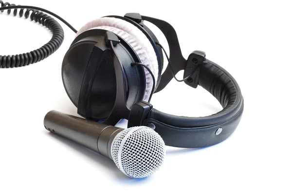 Fül telefonok és mikrofon — Stock Fotó