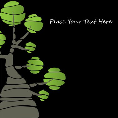 Card design with stylized trees and text clipart