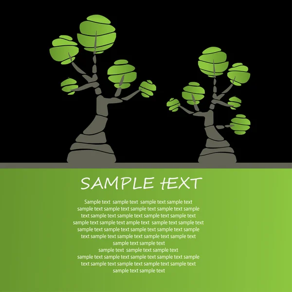 Projeto de cartão com árvores estilizadas e texto — Vetor de Stock