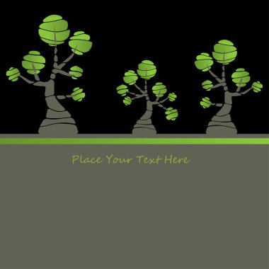 Card design with stylized trees and text clipart