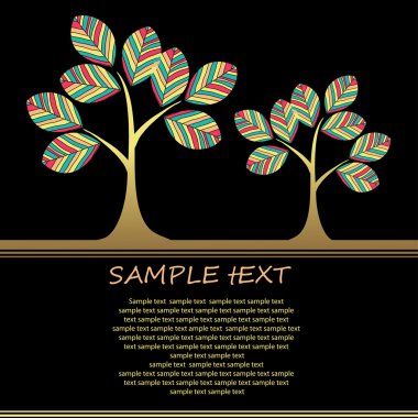 Card design with stylized trees and text clipart