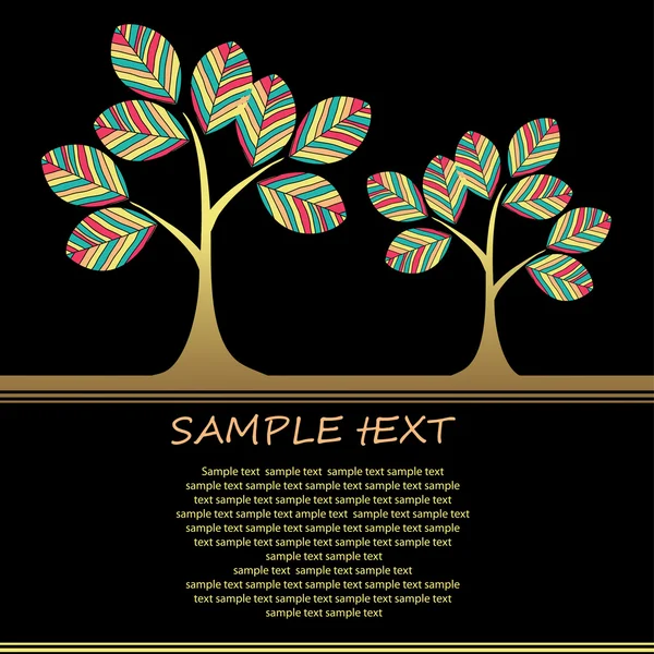 Design della carta con alberi stilizzati e testo — Vettoriale Stock