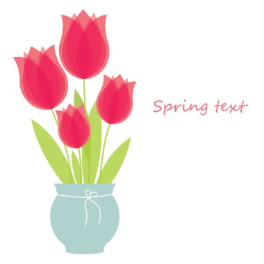 Bunch of red tulips. vector illustration clipart