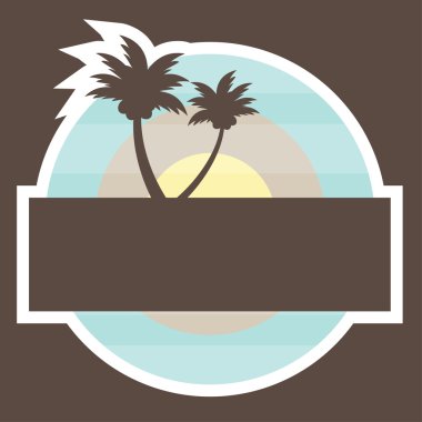 Tropical Beach Banner with two palm clipart