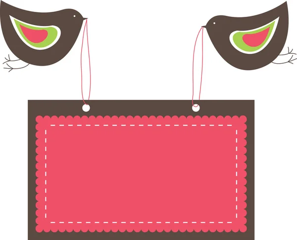 Pink banners with two birds. — Stock Vector