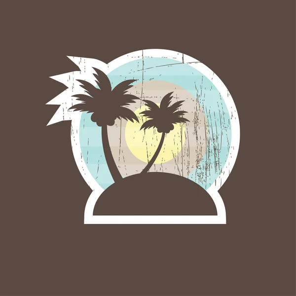 Tropikal plaj afiş iki hurma ile — Stok Vektör