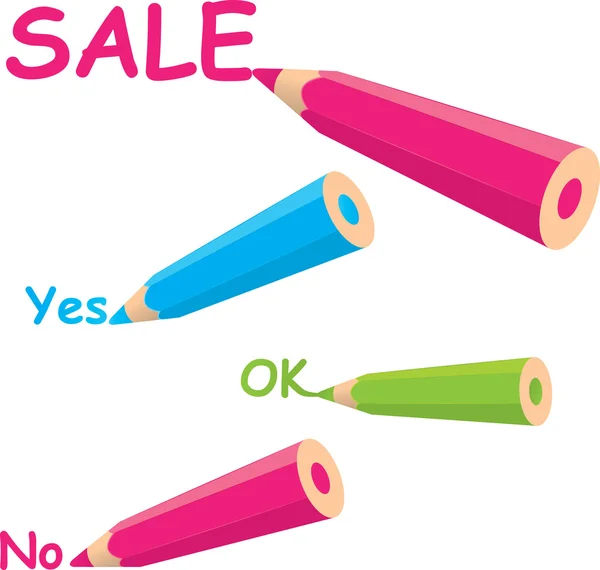 Lápices de colores dibujo palabras vector ilustración aislado en blanco backgr — Vector de stock