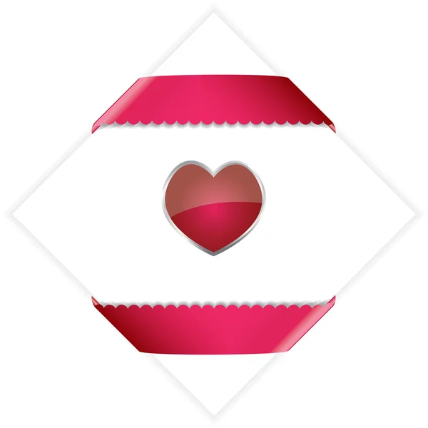Nastro rosa colorato con cuore su carta bianca. illustrati vettoriali — Vettoriale Stock