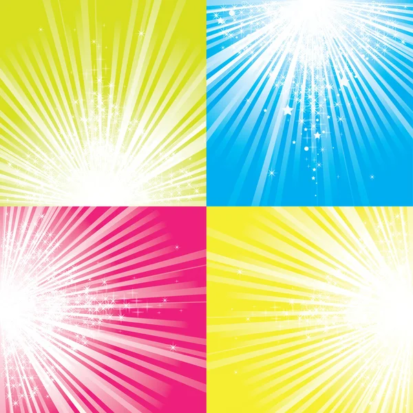 Glitter stars descending on beams of light. Vector illustration — Stock Vector
