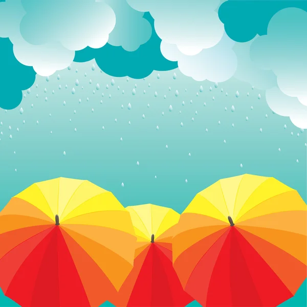 Színes őszi napernyők. Vektoros illusztráció — Stock Vector