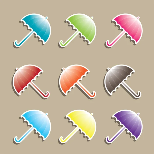 Renkli şemsiyeler kümesi. vektör çizim — Stok Vektör