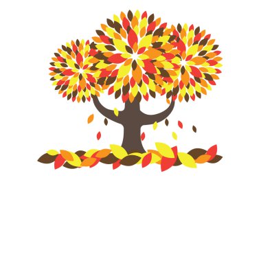 Colorful Autumn tree. Vector illustration clipart