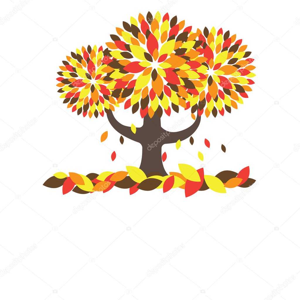 Colorful Autumn tree. Vector illustration