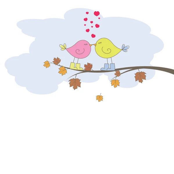 Cartão romântico com pássaros. Ilustração vetorial — Vetor de Stock
