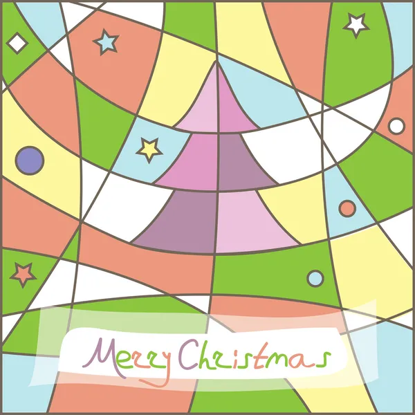 Cartão de Ano Novo com árvore de Natal. Ilustração vetorial — Vetor de Stock