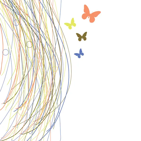 Fond abstrait avec herbe et papillon — Image vectorielle