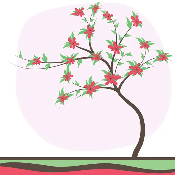 Ρετρό πολύχρωμο δέντρο — Διανυσματικό Αρχείο