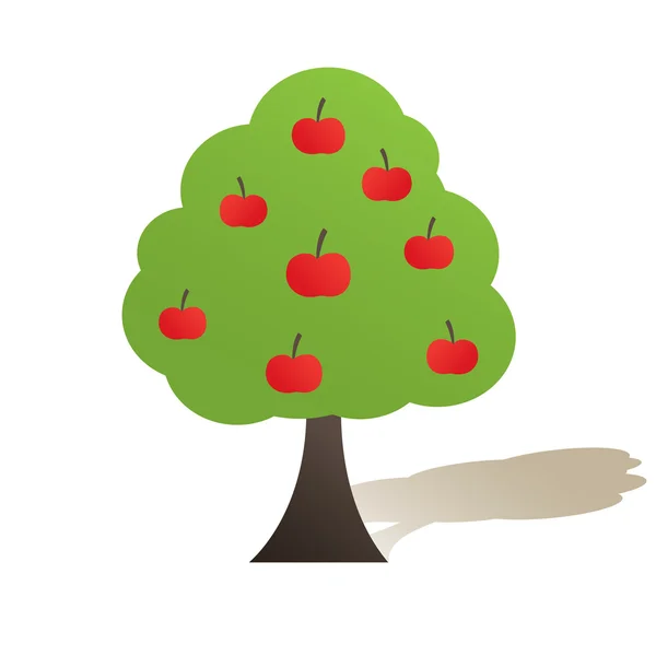 Albero verde con mela. Illustrazione vettoriale — Vettoriale Stock