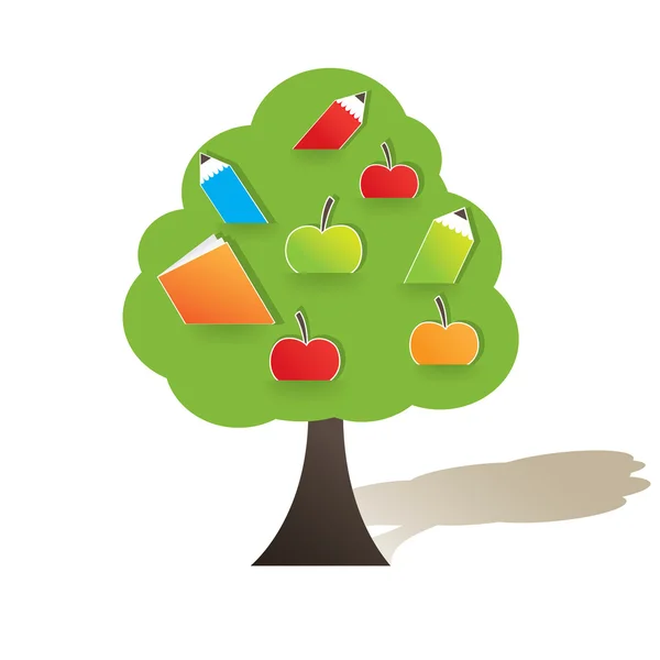 Πράσινο δέντρο με την apple. εικονογράφηση φορέας — Διανυσματικό Αρχείο