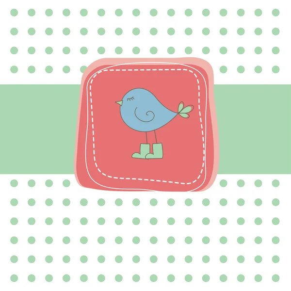 Ρομαντικό πράσινη κάρτα με το πουλί. εικονογράφηση φορέας — Διανυσματικό Αρχείο