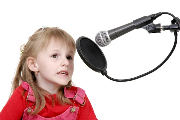 Girl with microphone — Stock Photo, Image