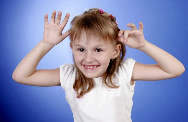 Little girl make faces — Stock Photo, Image