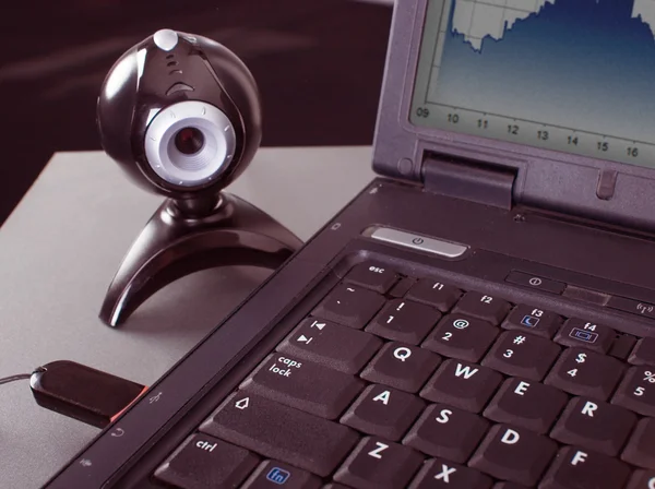 Laptop și webcam — Fotografie, imagine de stoc
