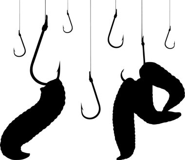 Worms on hook clipart