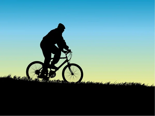 Joven monta en bicicleta — Vector de stock