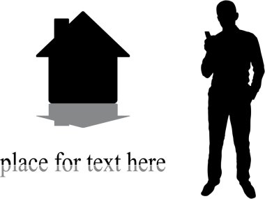 Silhouettes of man with mobile clipart