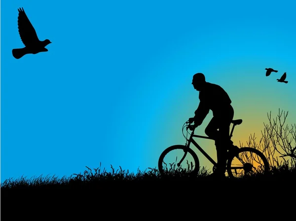 Jeune garçon fait du vélo — Image vectorielle